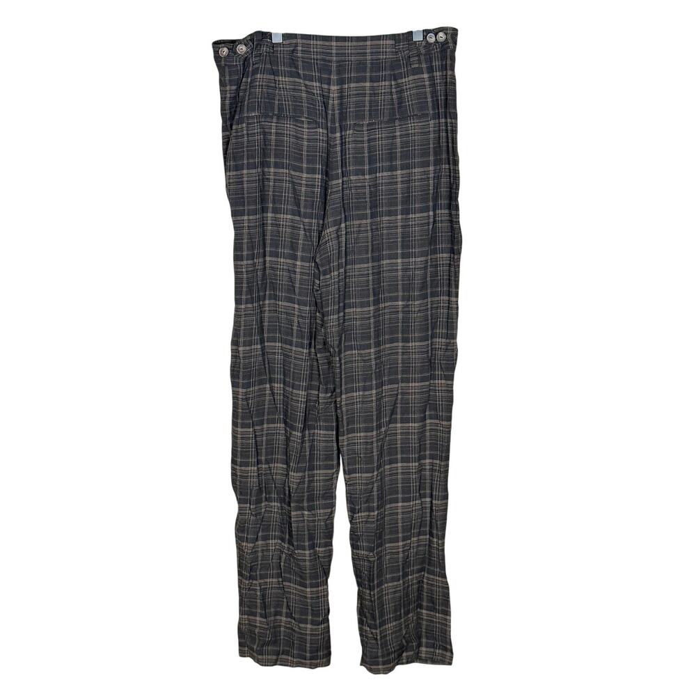 Vince Classic High Rise Pleated Trousers Wide Leg Plaid Black Brown Size 8 - Picture 4 of 7